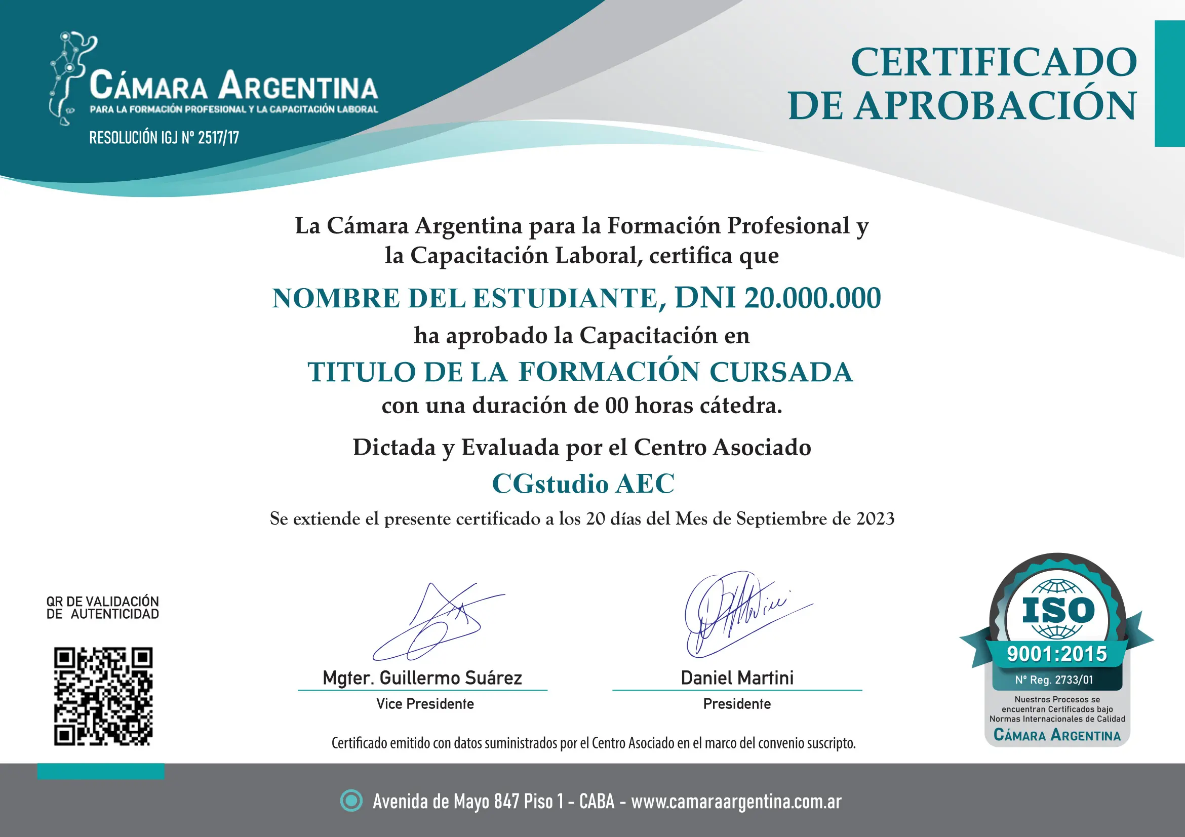 Certificado de Aprobación Cámara Argentina